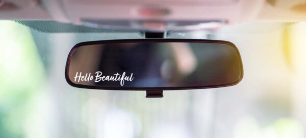 Hello Beautiful Car Window Decal in Turbinado Bold