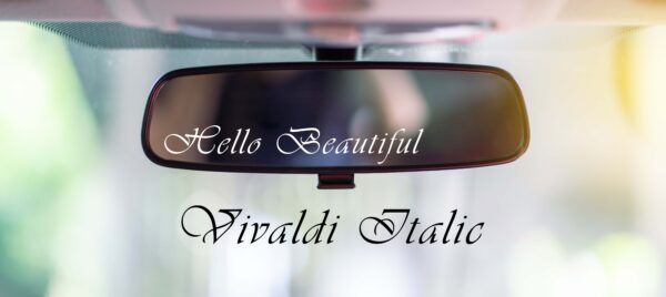 Hello Beautiful car decal in vivaldi Italic